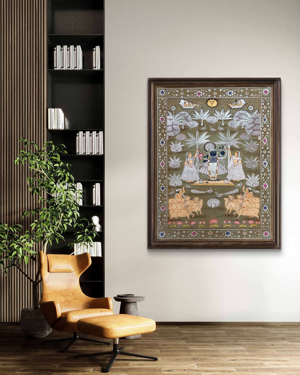 Shrinathji in Vrindavan Meadows Natural Colour Painting